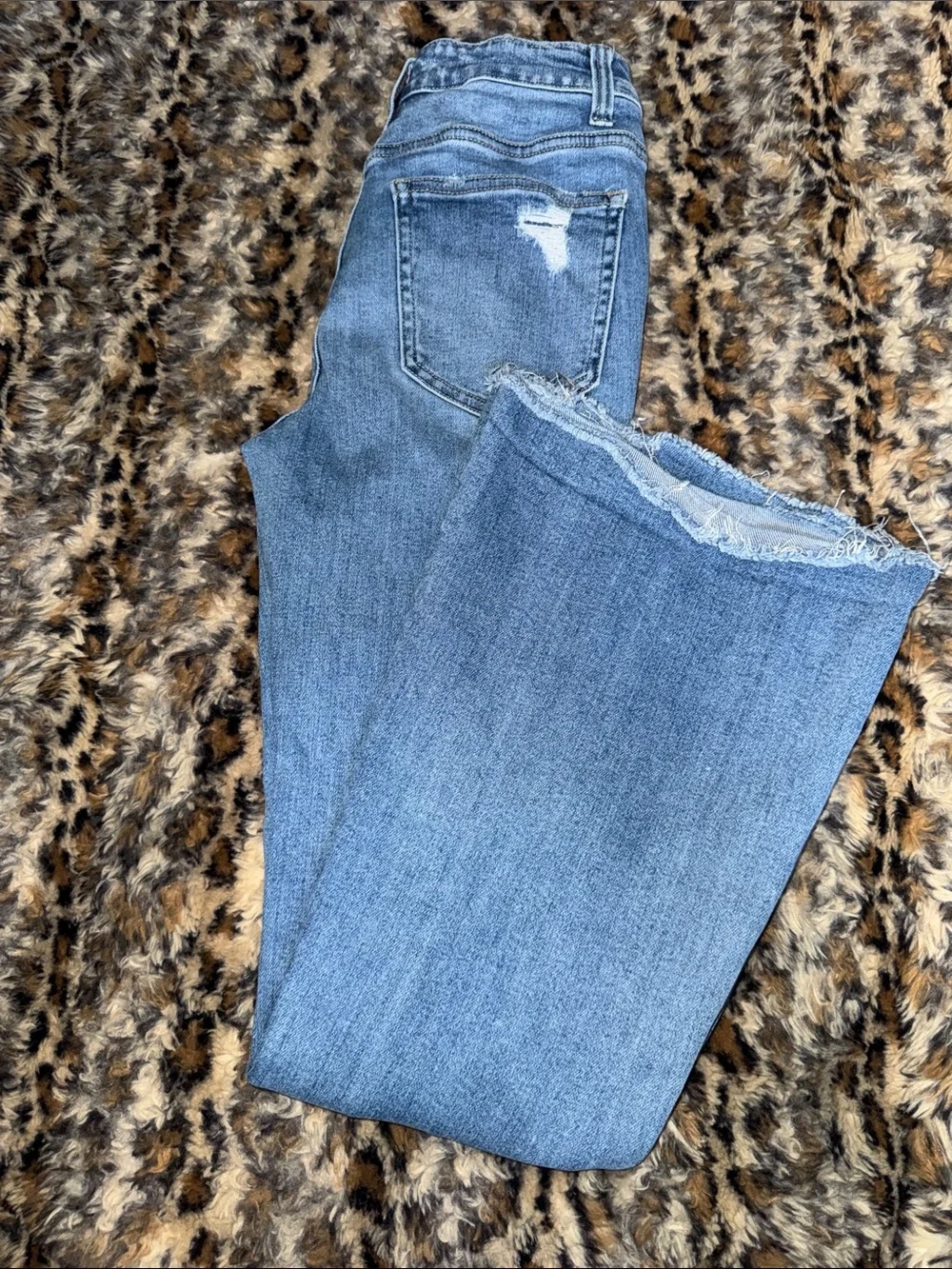 Girls Flying Monkey Distressed Blue Jeans - Classic Mid Wash